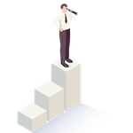 未来を見据える人のイラスト